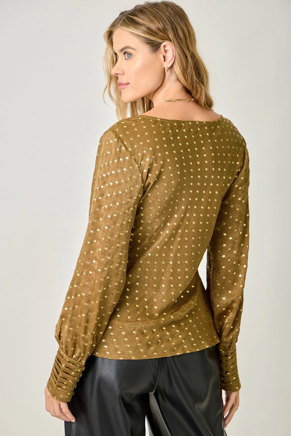 Cowl Neck Embellished Blouse - Cappuccino