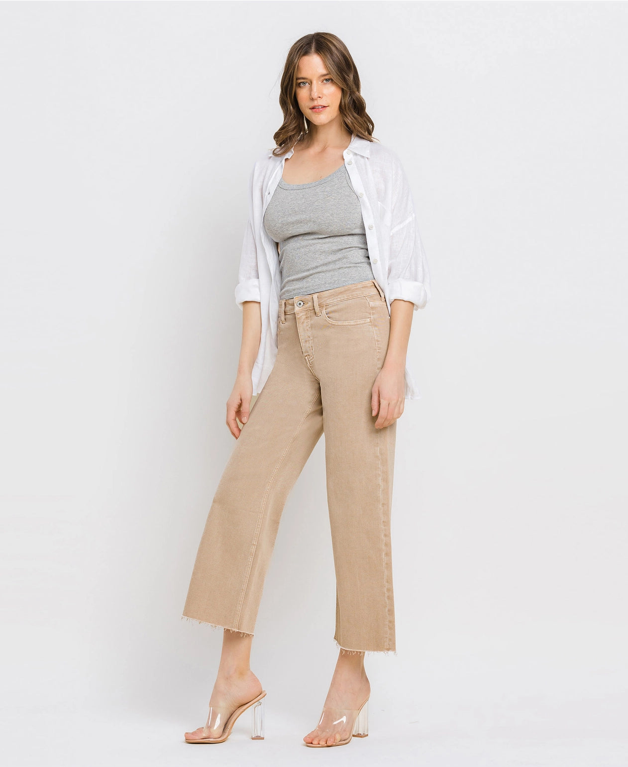 High Rise Crop Wide Leg Jeans