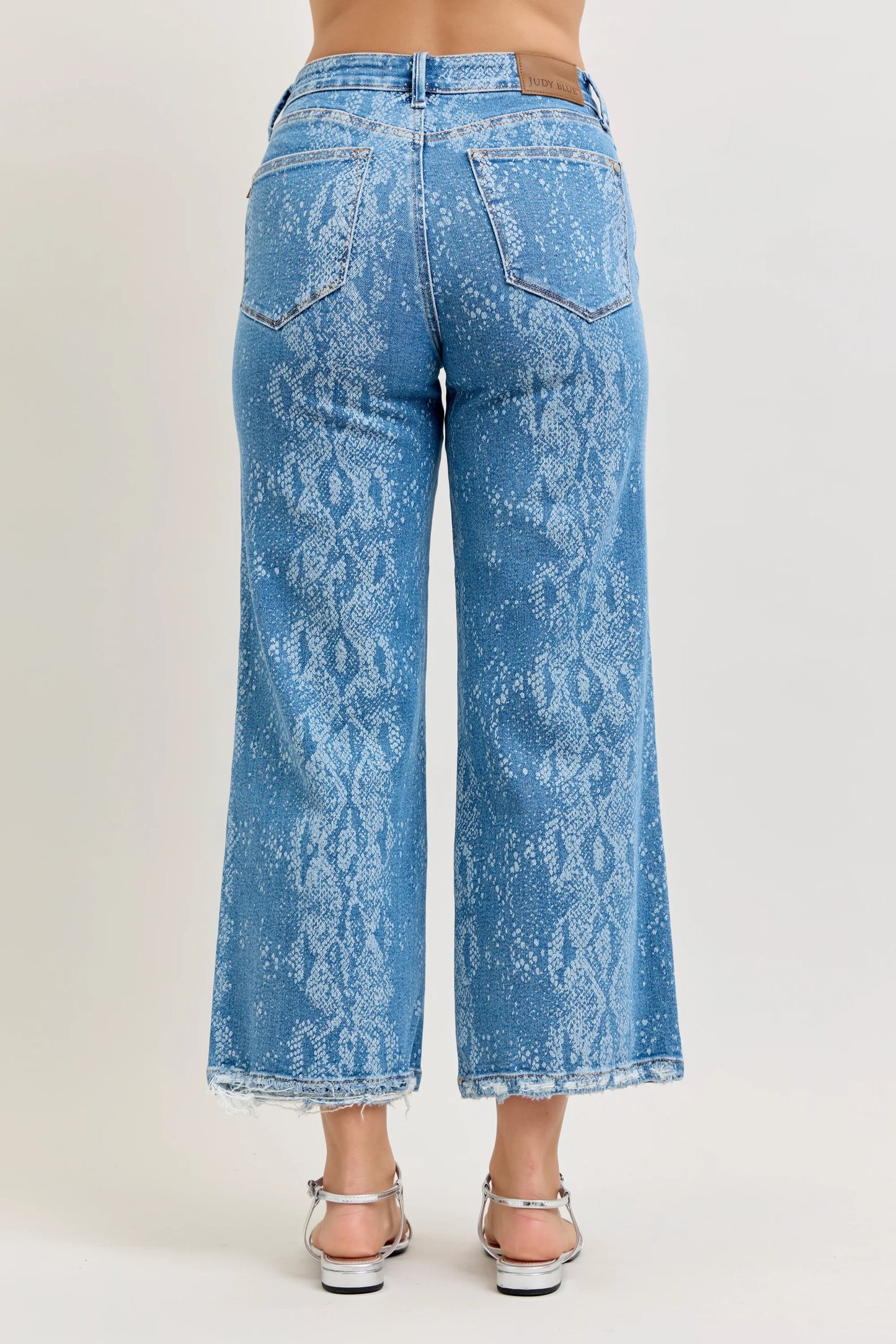 Judy Blue Printed HW Ankle Wide Jeans