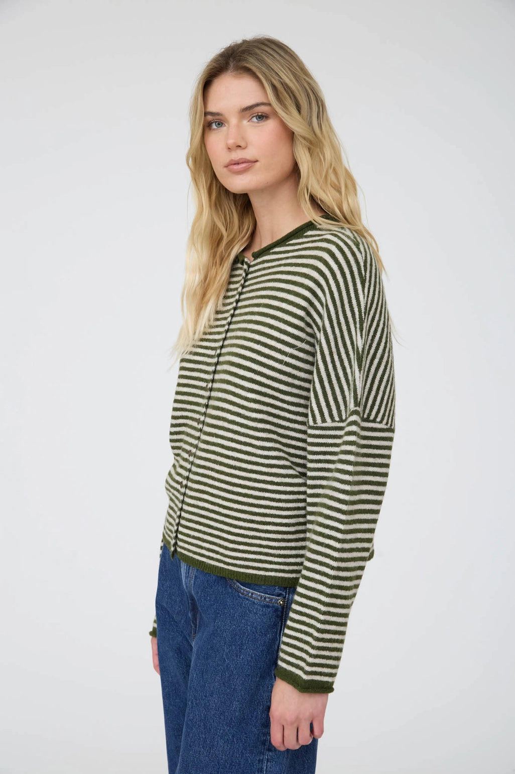 Stripe Knit Cardigan - Olive