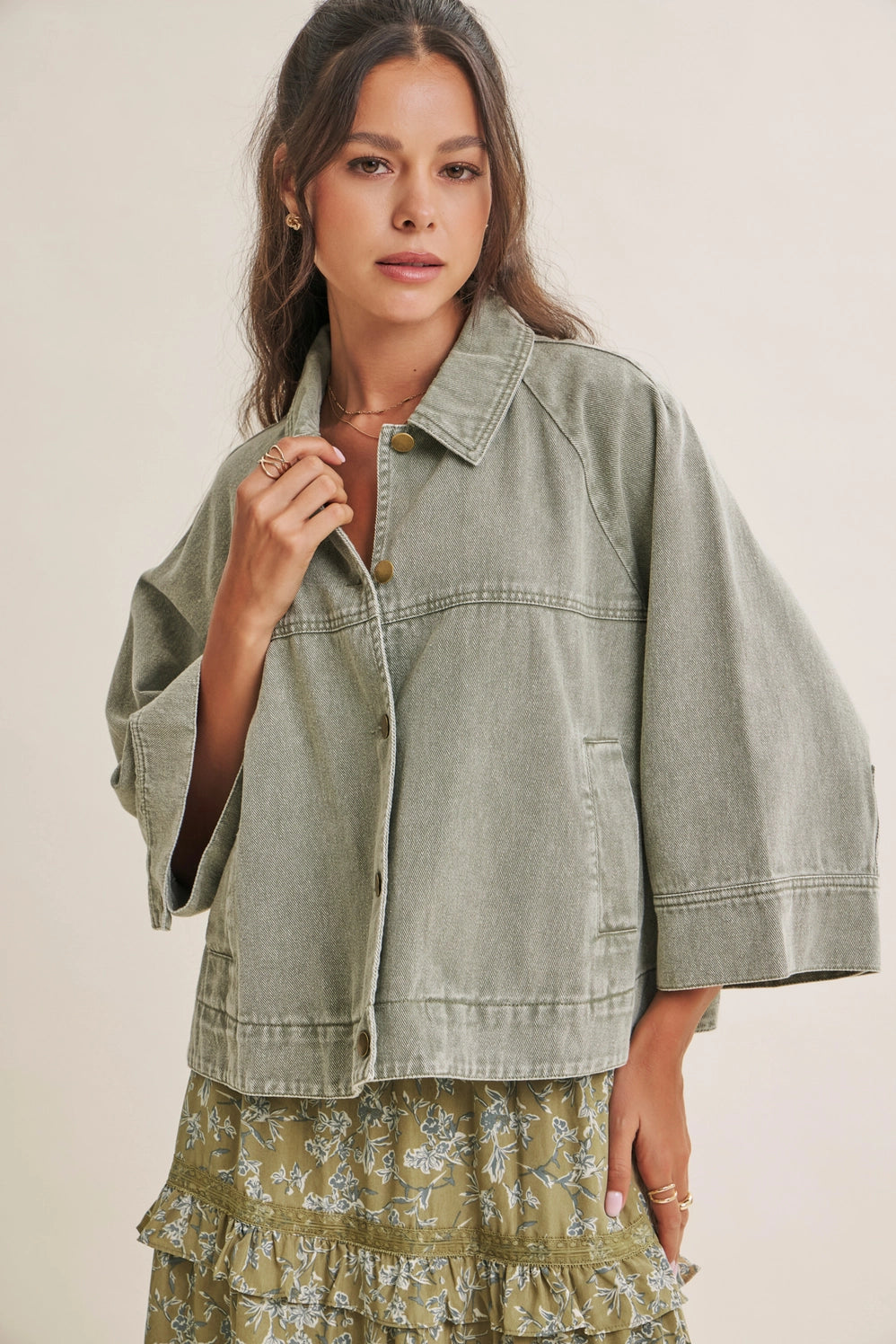 Mineral-Washed Cotton Twill Utility Jacket