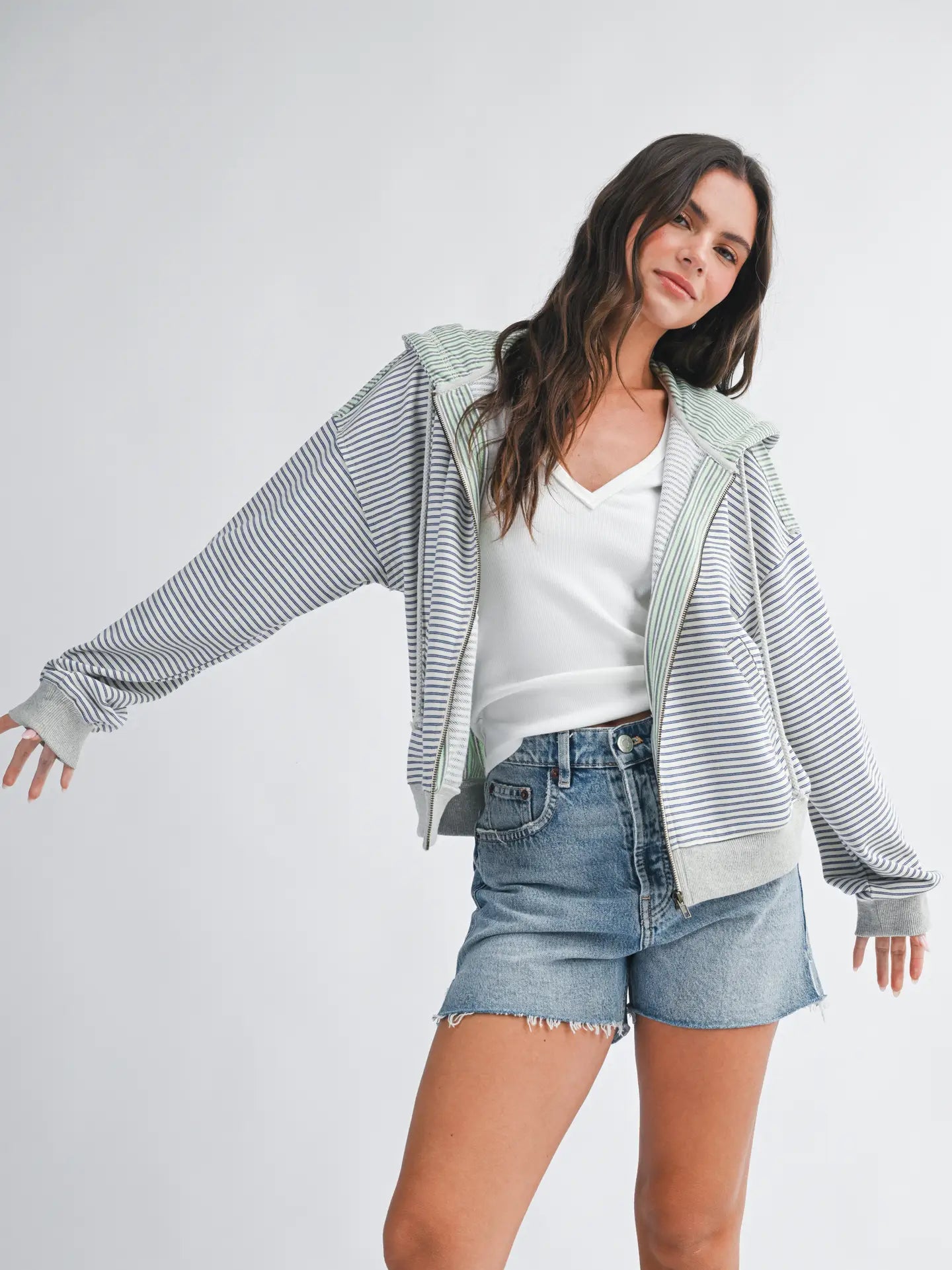 Striped Zip Hoodie