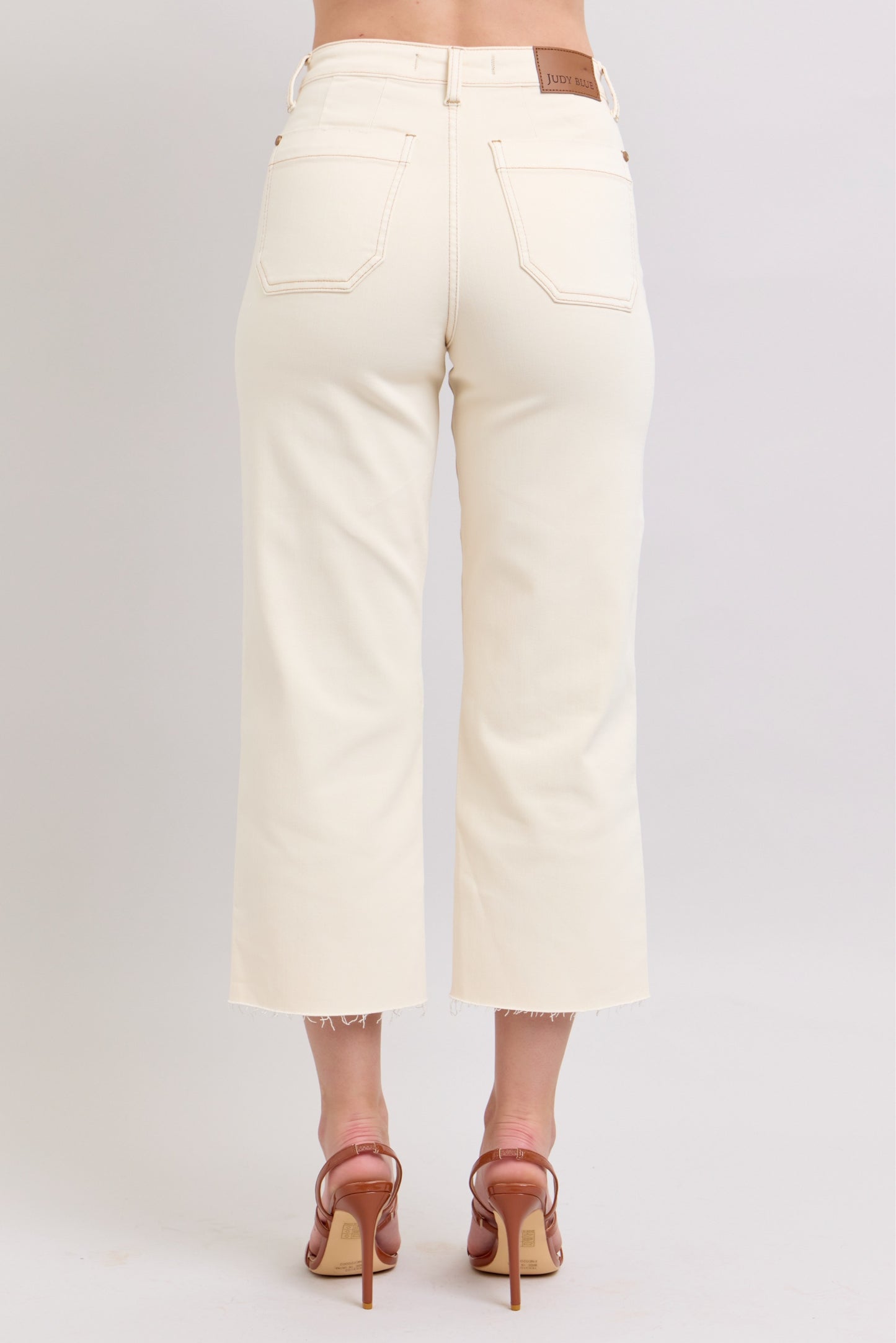 Judy Blue HW Garment Dyed Crop Wide (Ecru)