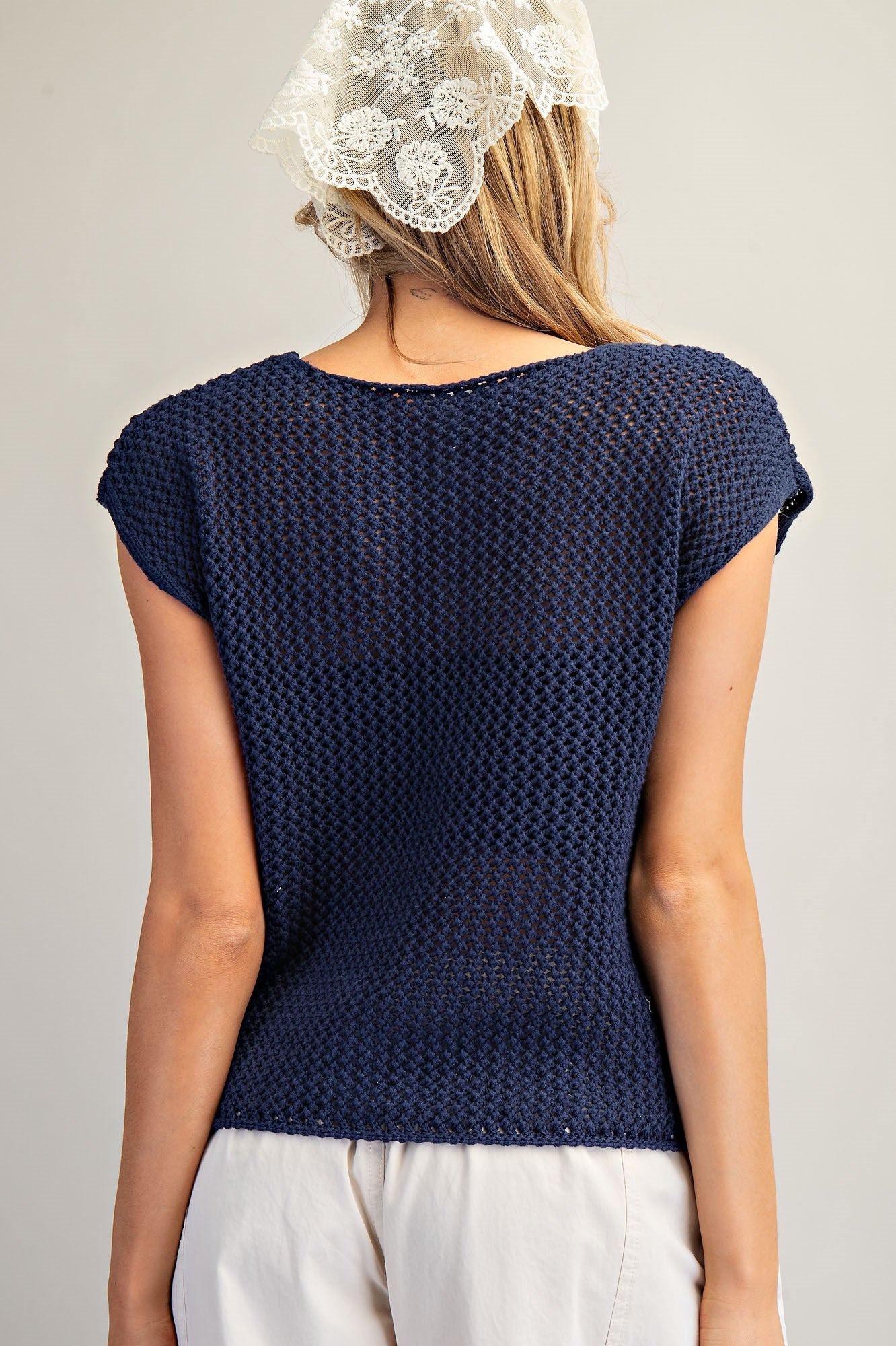 Stars & Stripes Knit Cap Sleeve Top