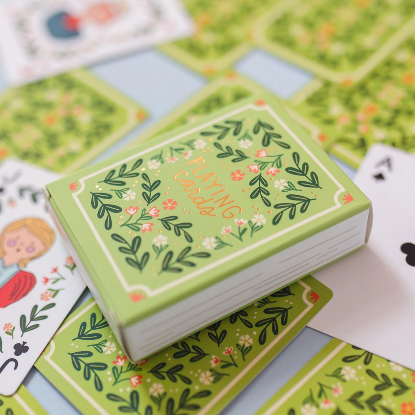 Green Floral Deck of Playing Cards