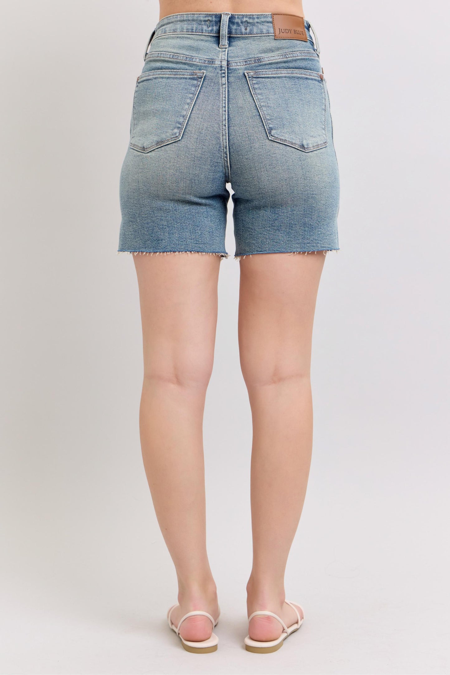 Judy Blue HW Vintage Wash Side Slit Shorts