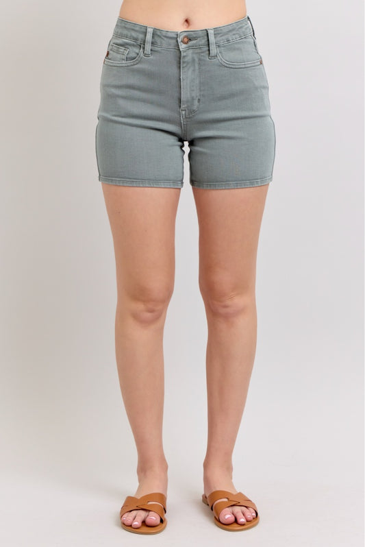 Judy Blue HW Garment Dyed & Back Pocket Embroidery Shorts