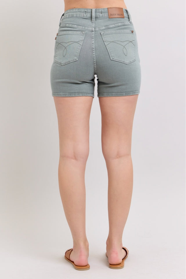 Judy Blue HW Garment Dyed & Back Pocket Embroidery Shorts