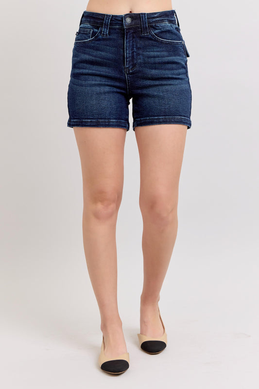 Judy Blue HW Back Flap Pocket Shorts