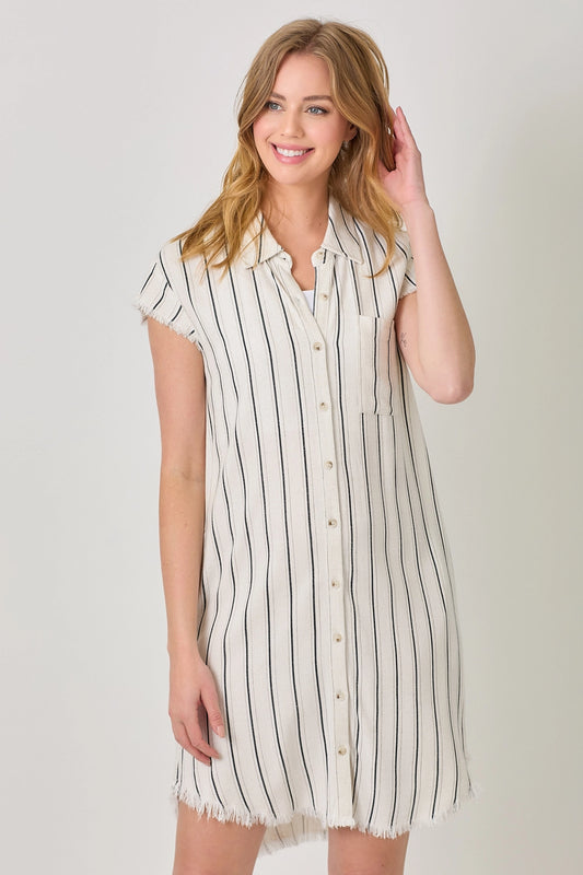 Frayed Edge Shirt Dress