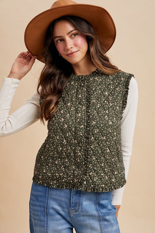 Ditsy Floral Print Vest