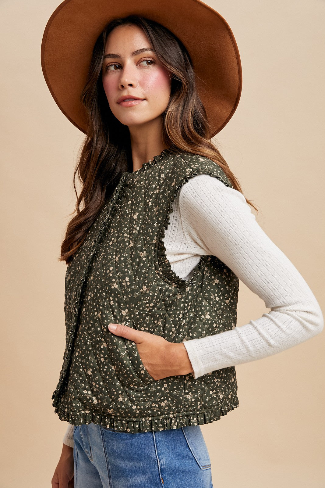 Ditsy Floral Print Vest