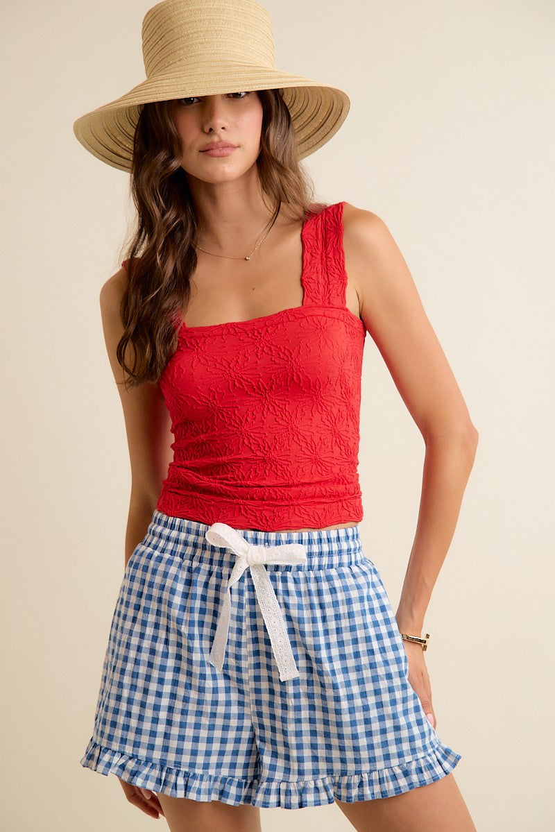 Ruffled Bottom Detail Shorts - Blue