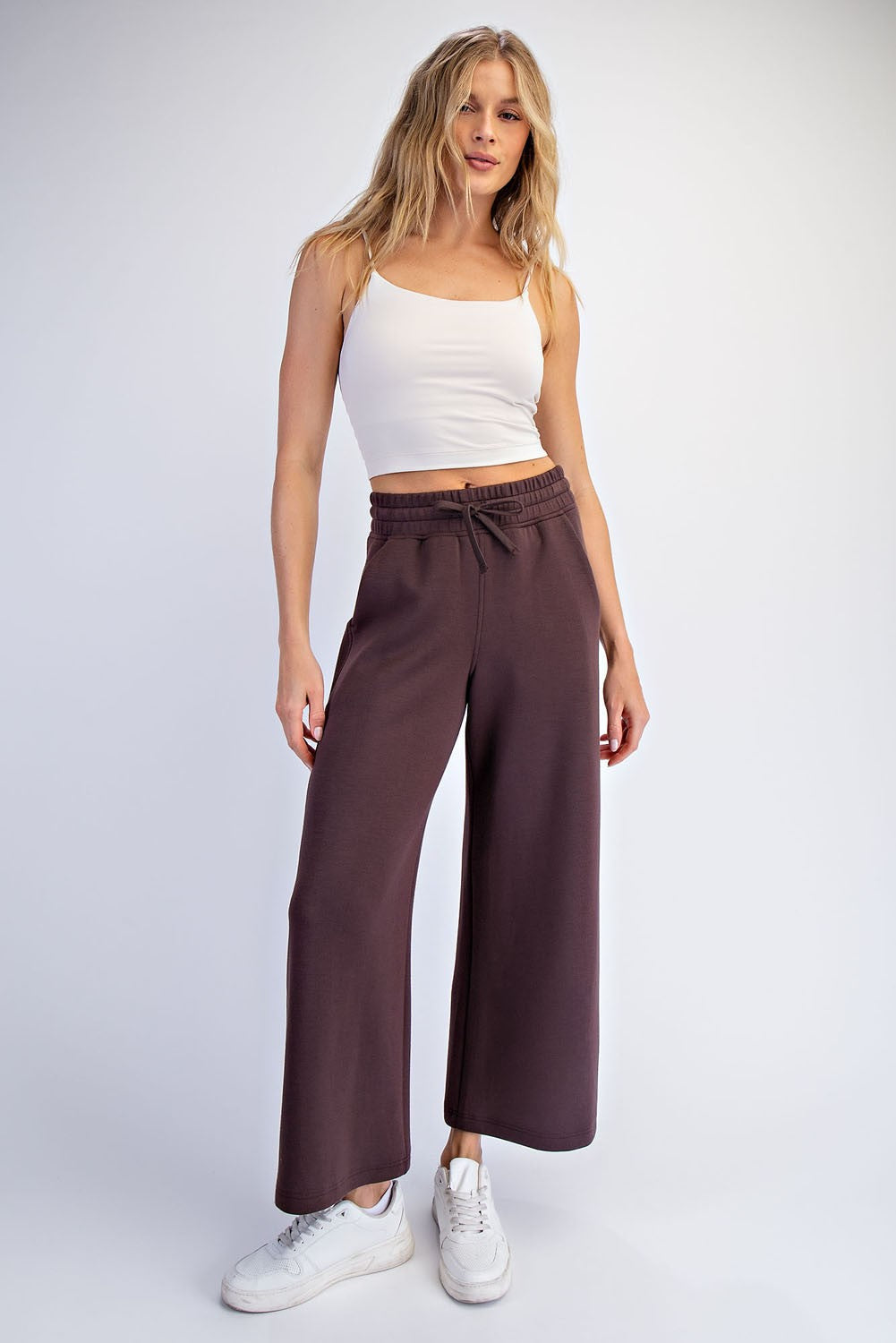 Modal Scuba Cropped Wide Pant - Espresso