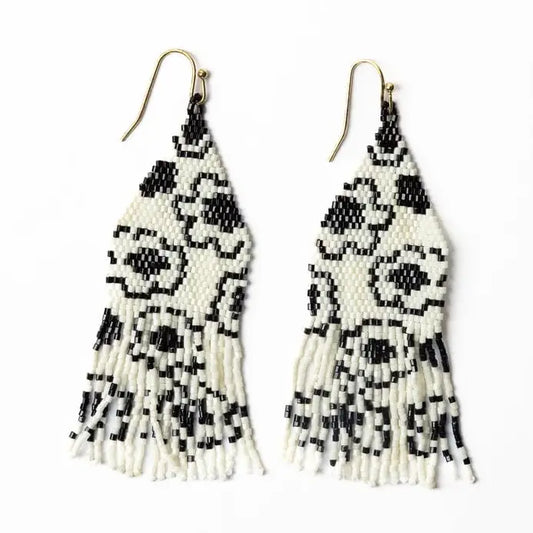 Delilah Poppies Beaded Fringe Earrings