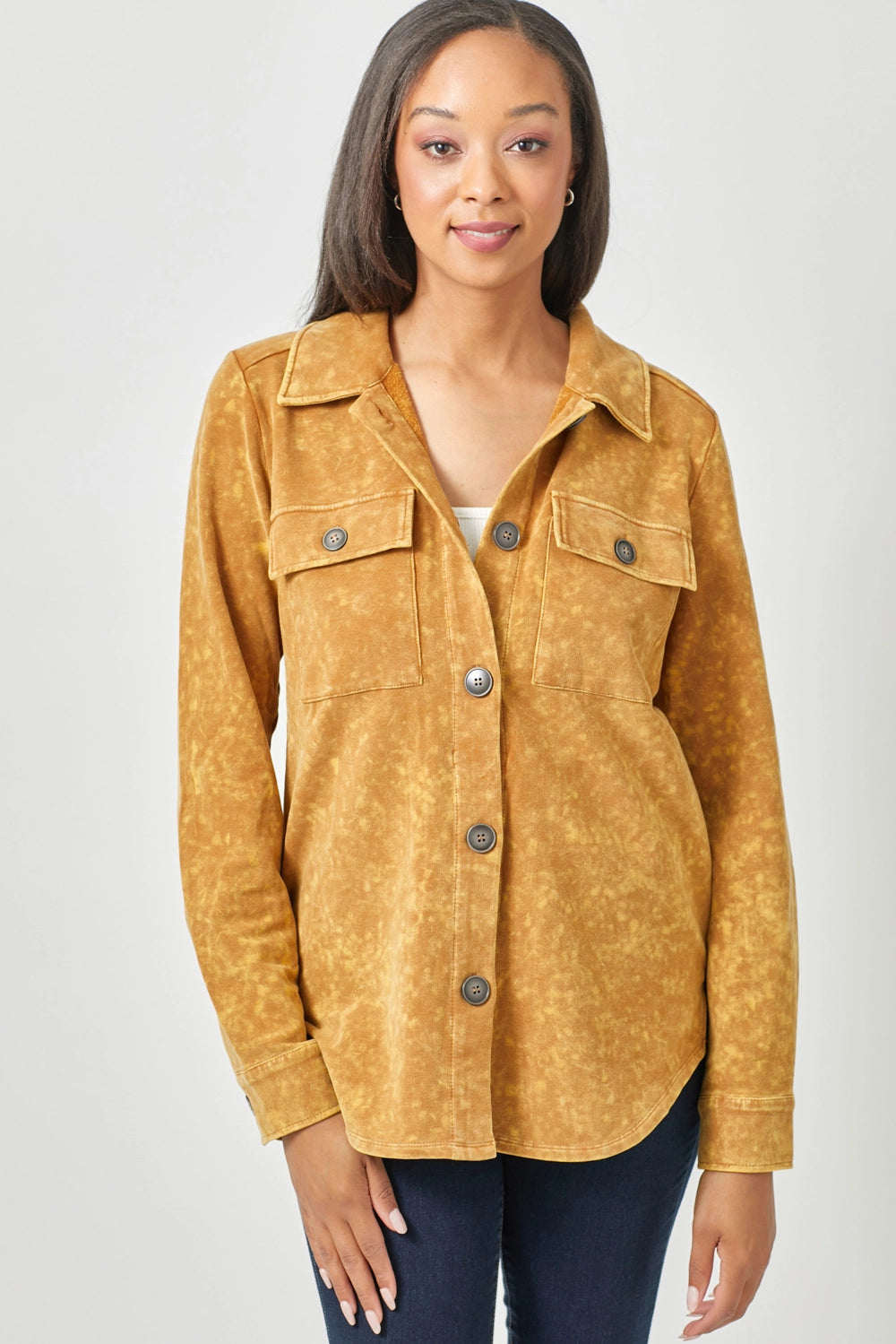 Washed Shacket - Mustard