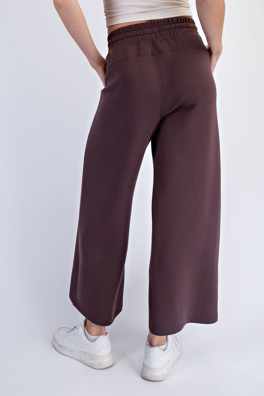 Modal Scuba Cropped Wide Pant - Espresso