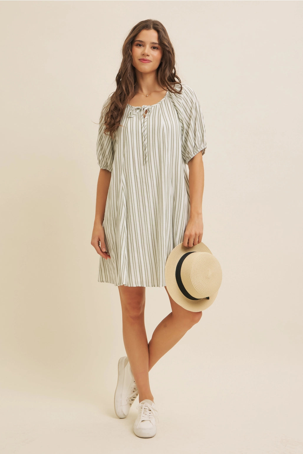 Textured Stripe Flare Mini Dress