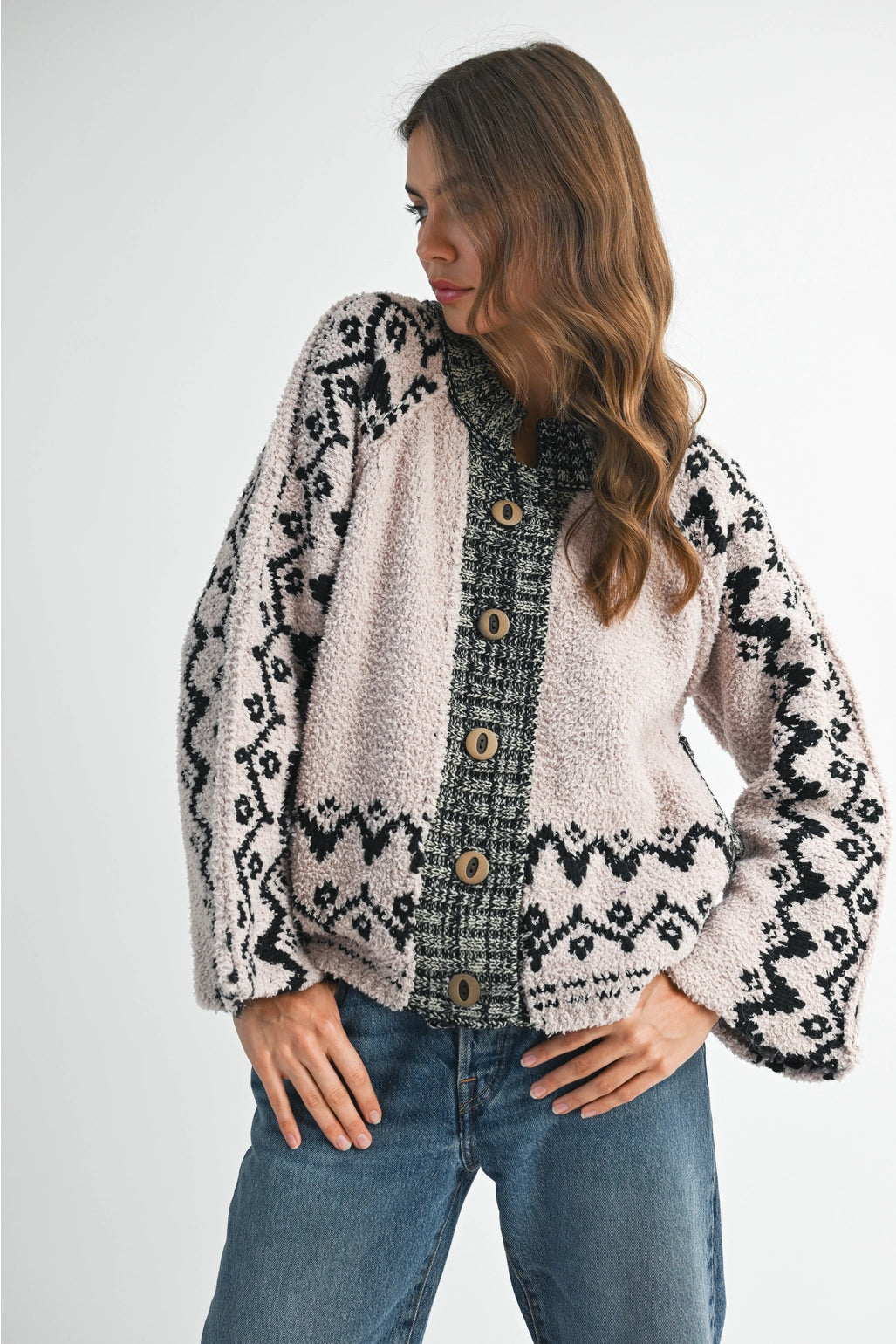 Boho Knit Button-Front Cardigan