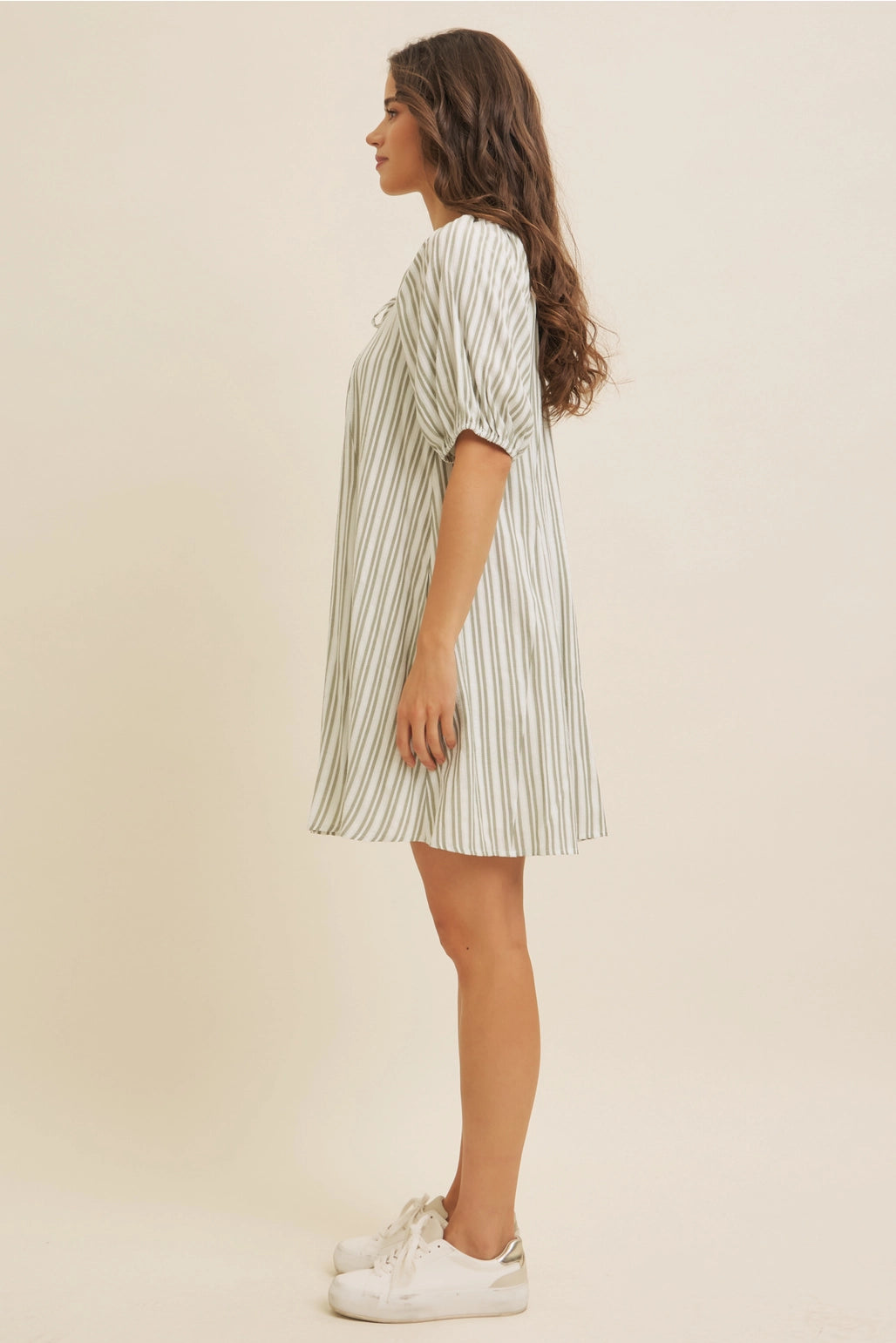 Textured Stripe Flare Mini Dress