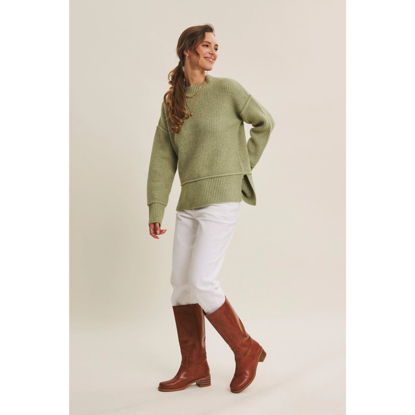 Brushed Waffle Sweater