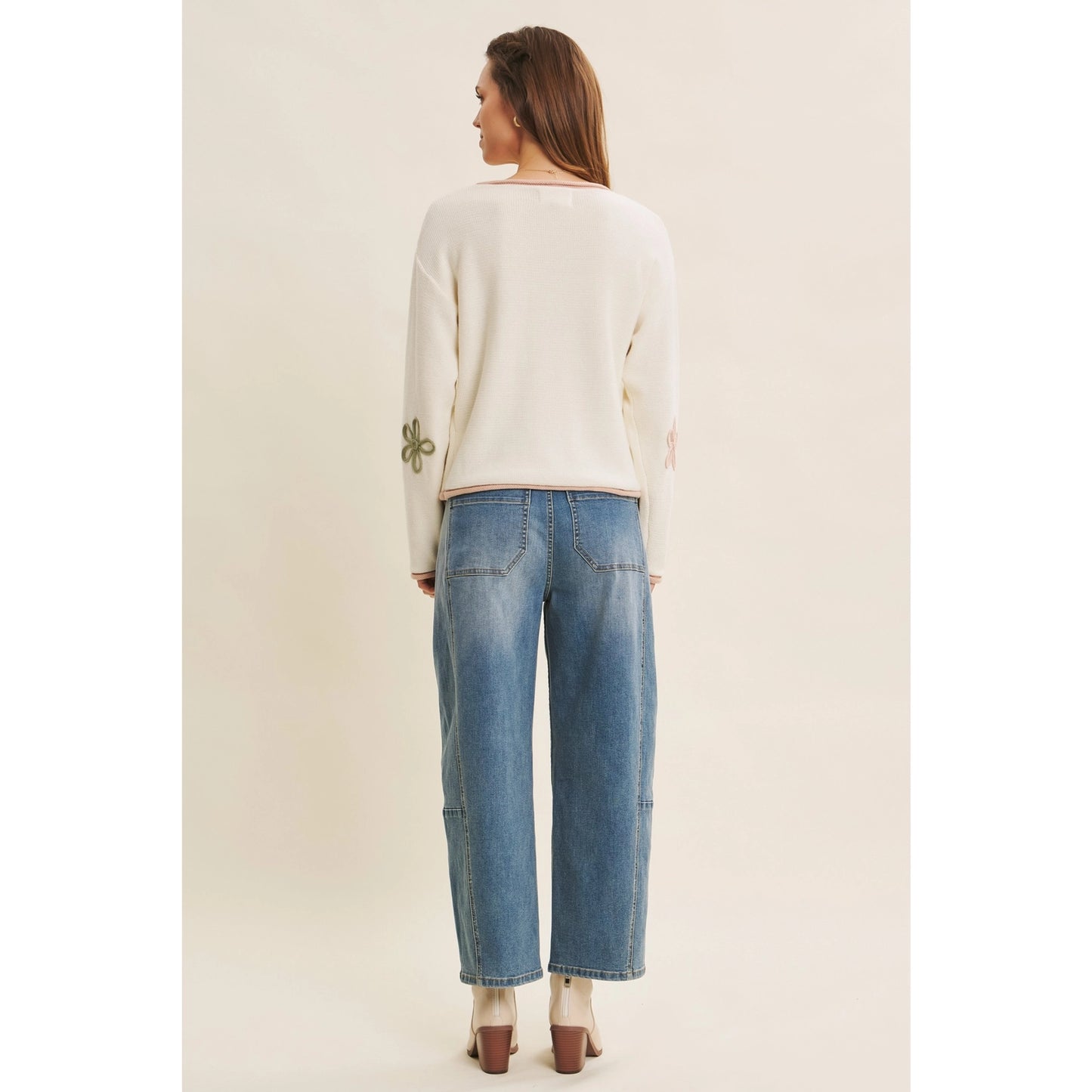 Floral Applique Soft Sweater