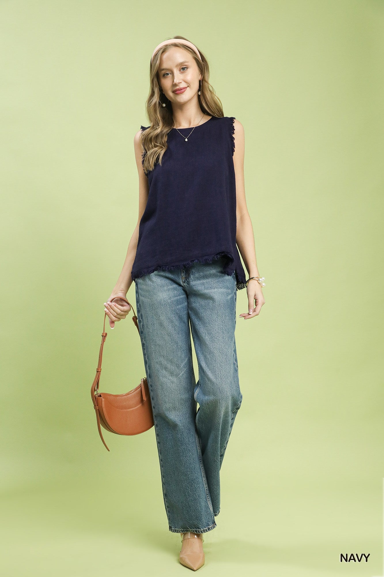 Frayed Tank - Navy