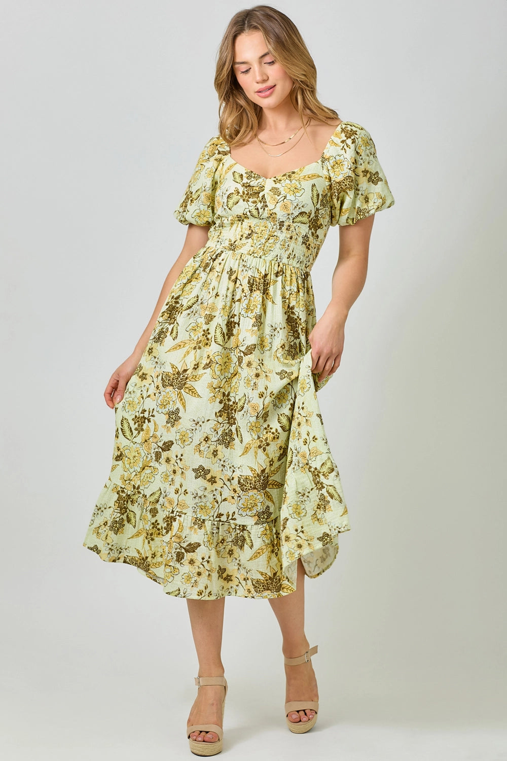 Balloon Sleeve Long Dress
