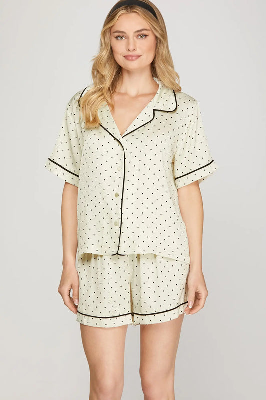 Polka Dot PJ Set - Cream