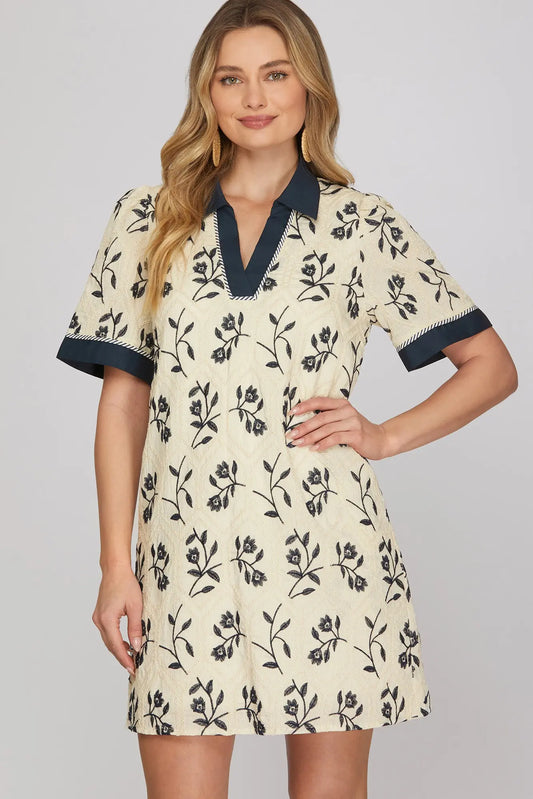 Short Sleeve Embroidered Dress
