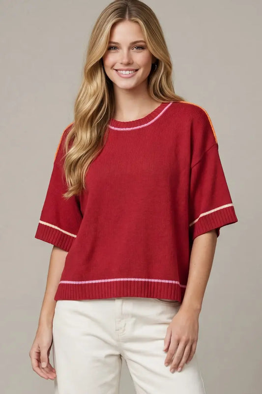 1/2 Sleeve Top - Red