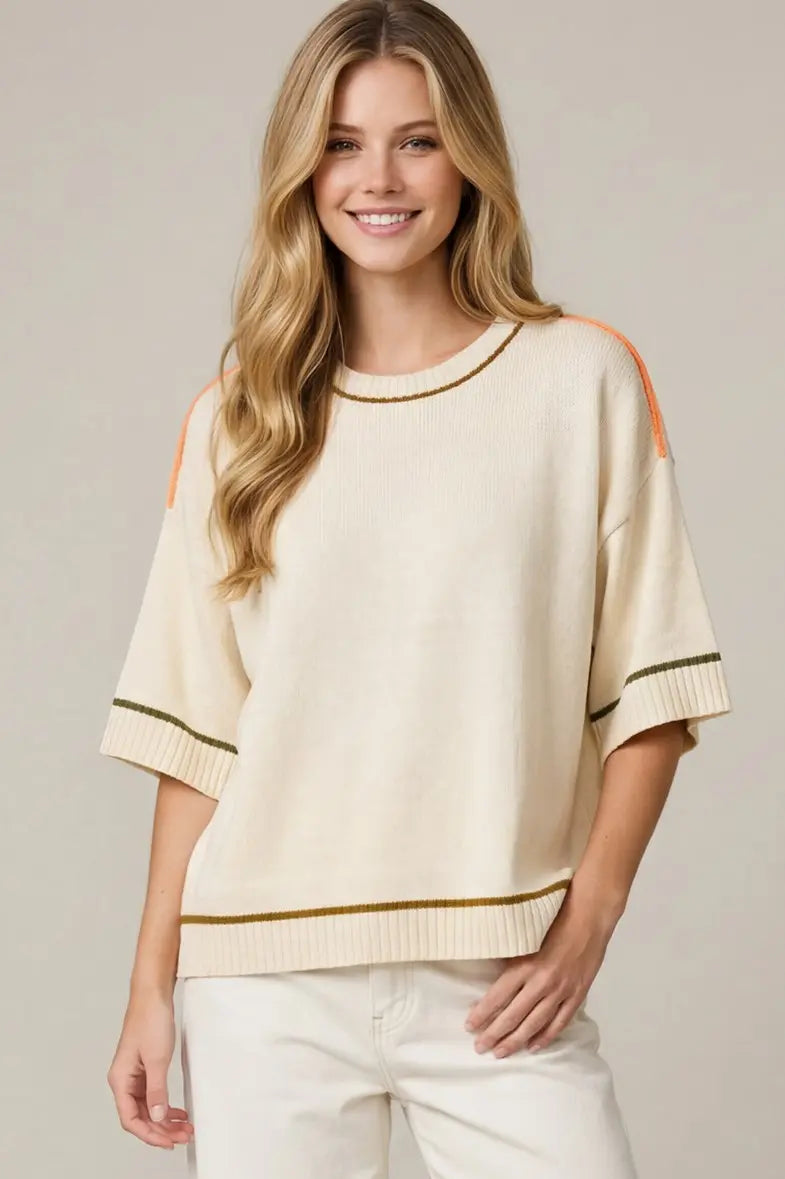 1/2 Sleeve Top - Cream