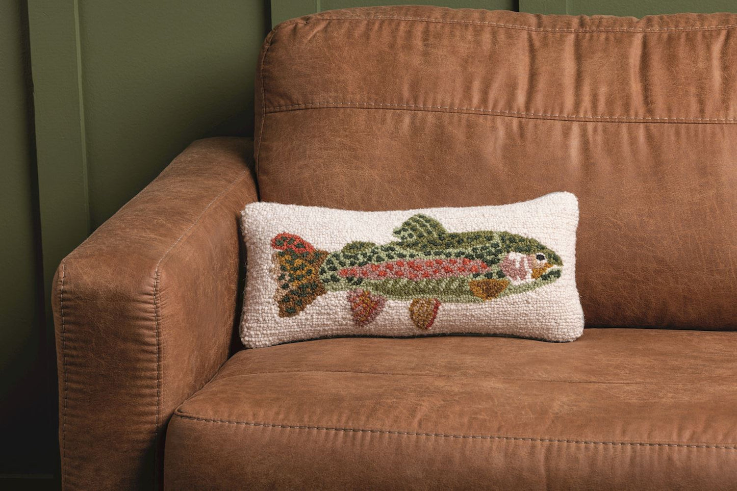 Trout Hook Wool Pillow