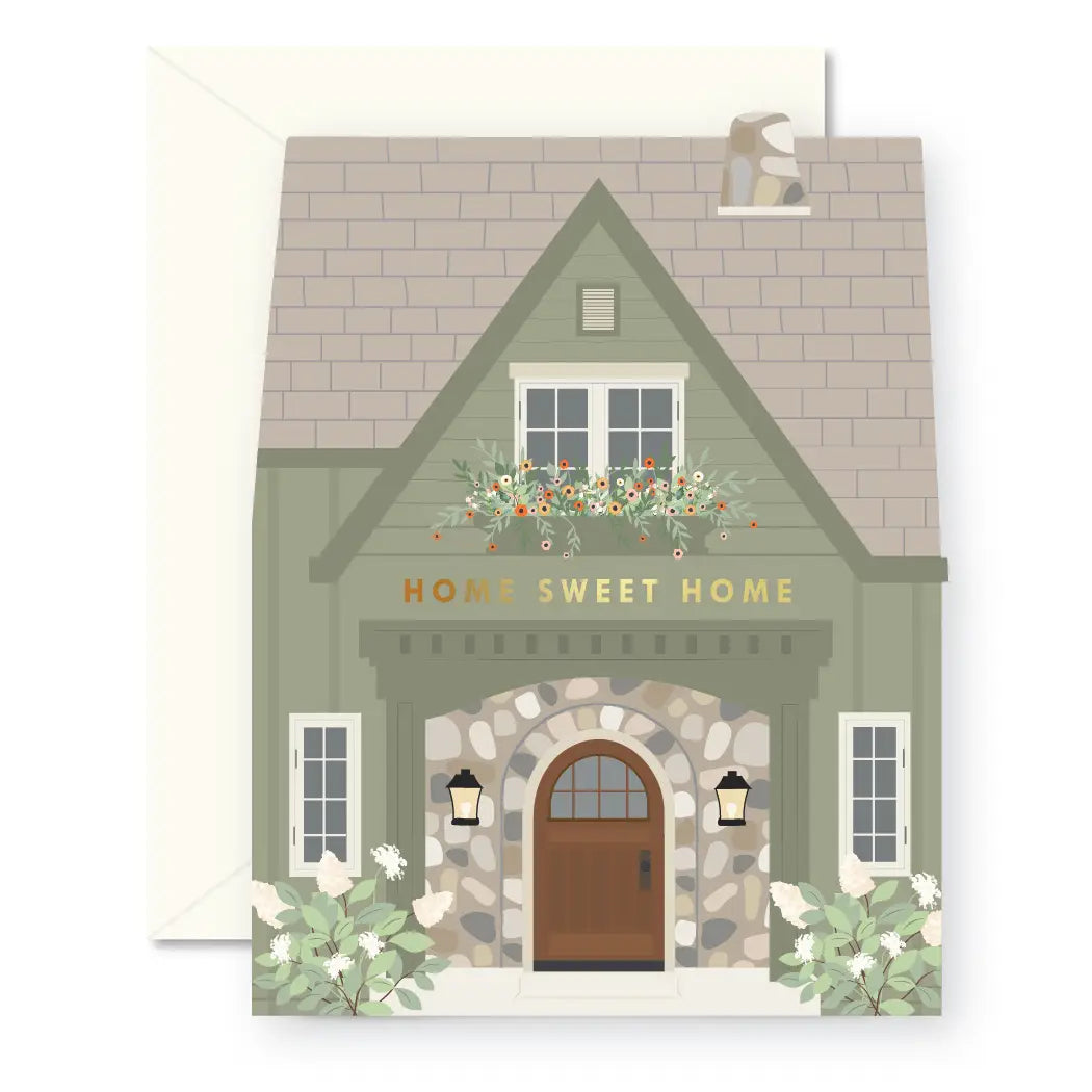 Green Home Sweet Home Folded Greeting Card