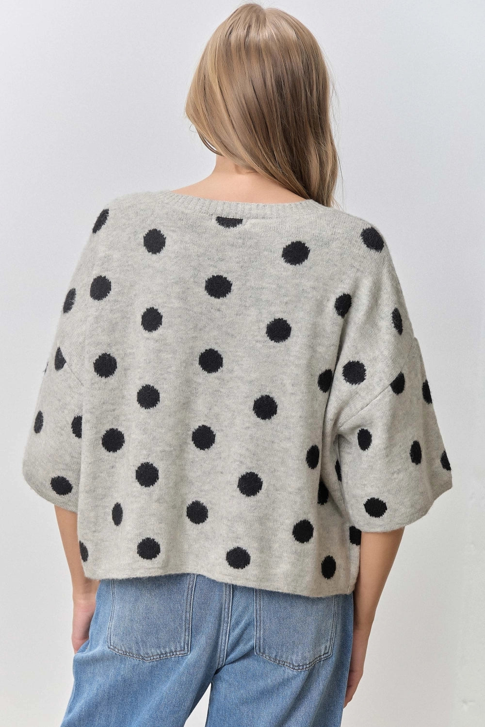 Polka Dot Button Up Short Sleeve Cardigan