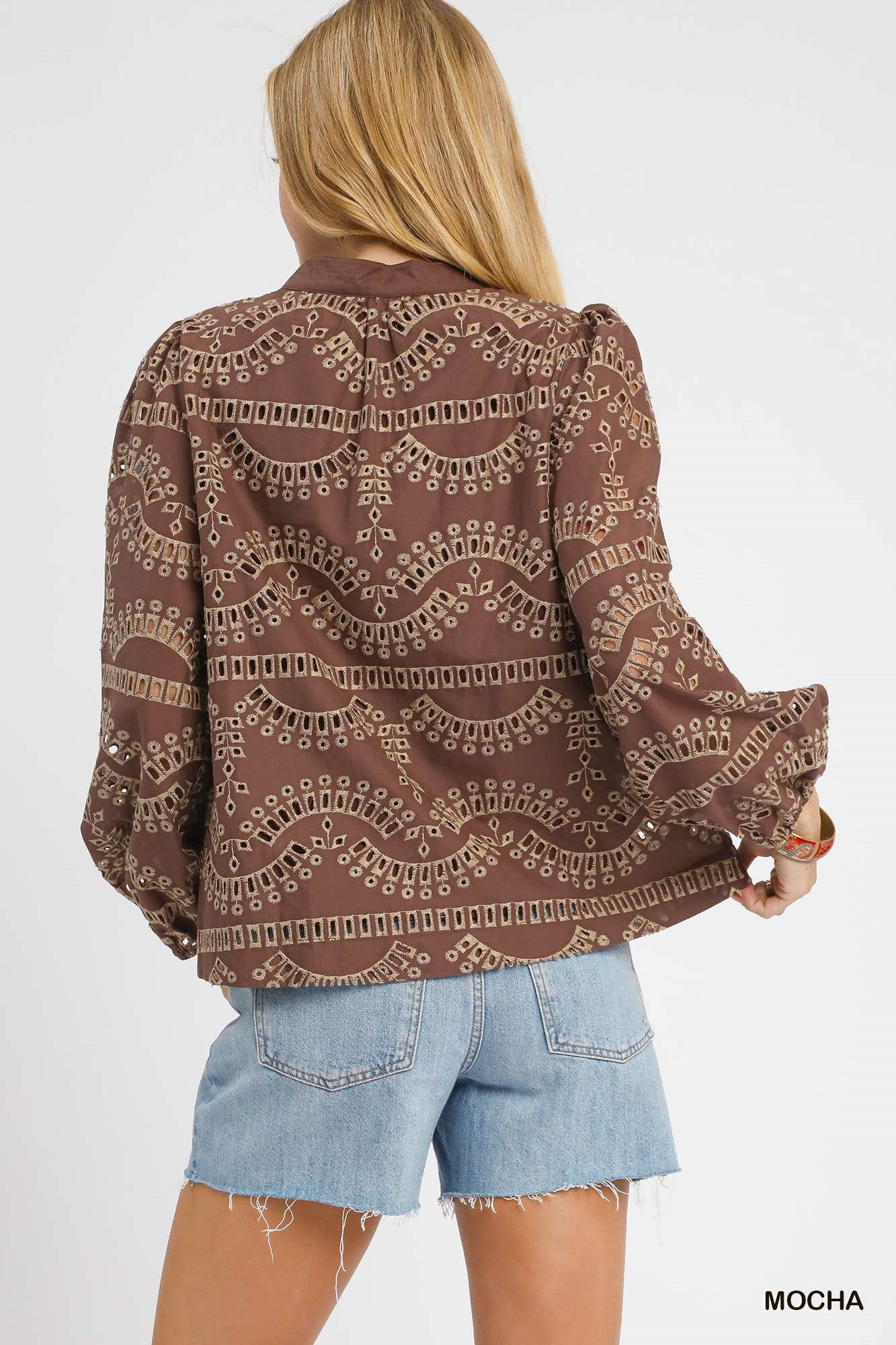 Eyelet Long Sleeve Top
