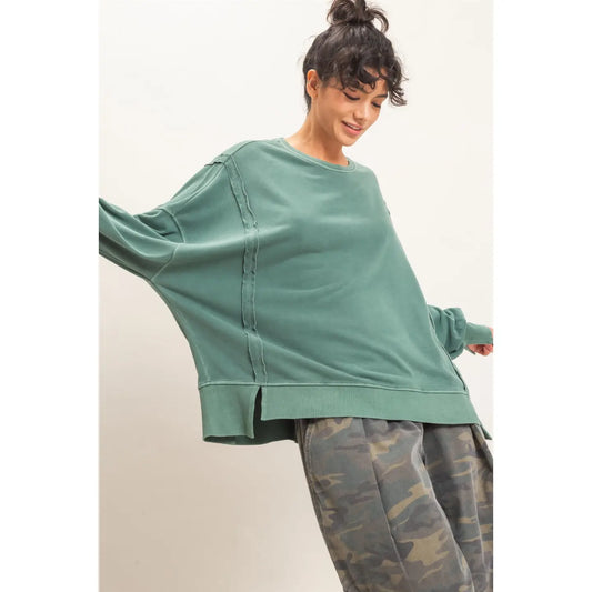 Oversized Raw Edge Sweatshirt
