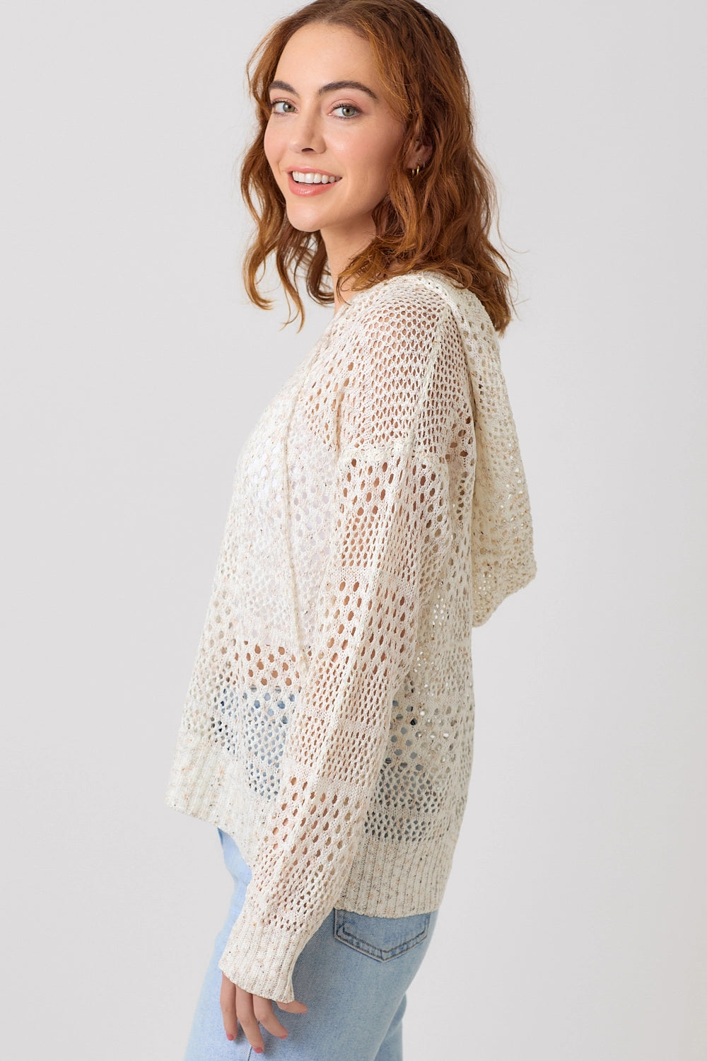 Crochet Knit Hoodie Sweater