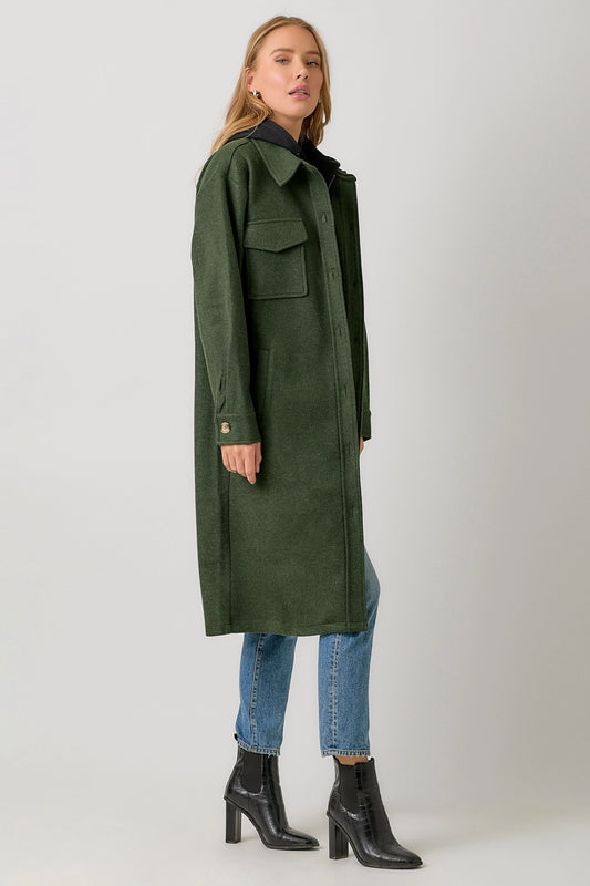Twofer Hoodie Solid Coat