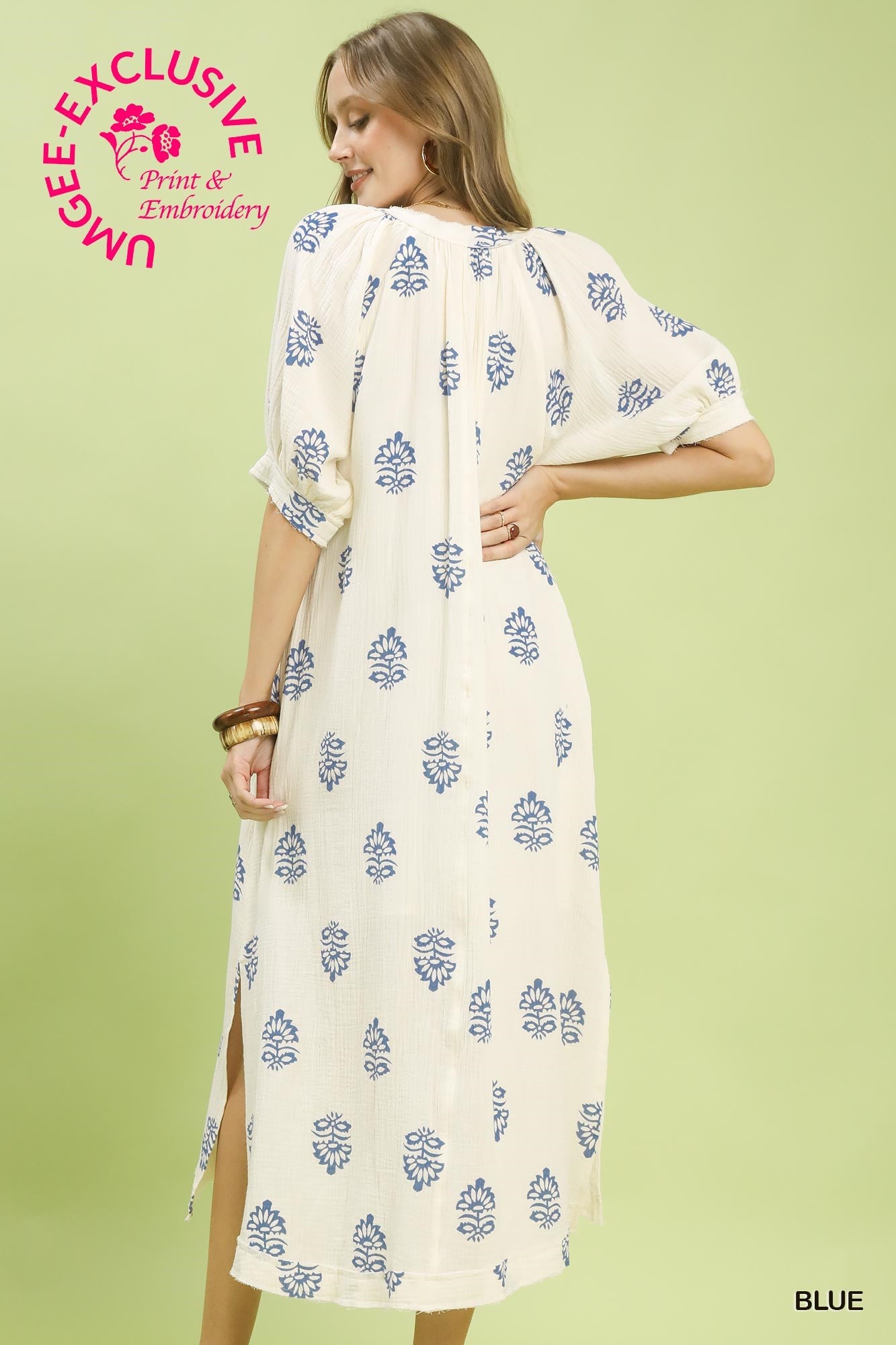 Printed Cotton Gauze Midi Dress