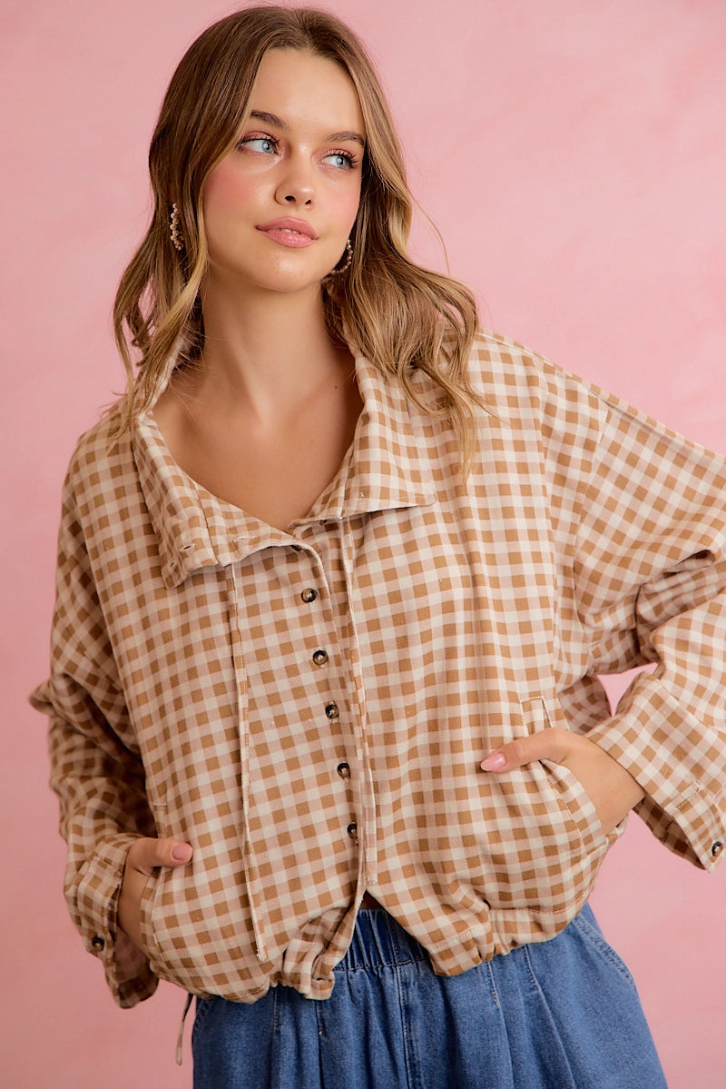 Printed Hooded Windbreaker Jacket Top
