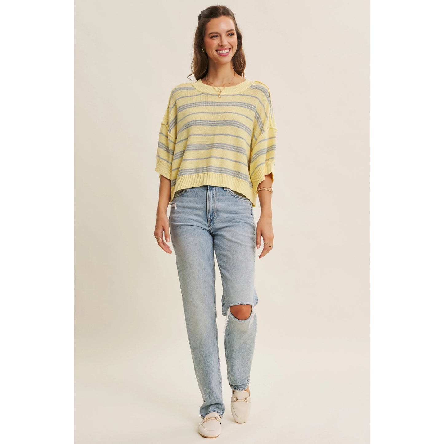 Essence of Weekends Boxy Stripe Sweater