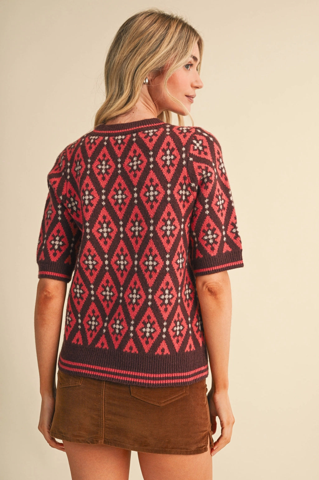 Geometric Knit Sweater Top