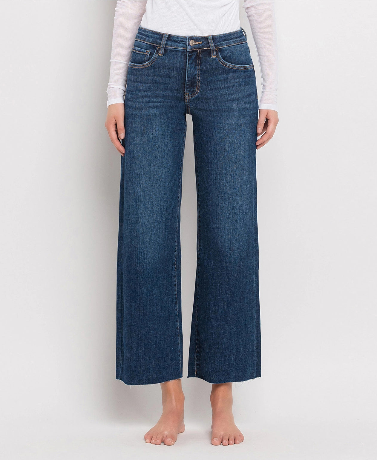 Tummy Control Mid Rise Dark Wash Wide Leg Jeans