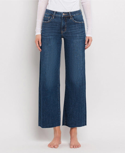 Tummy Control Mid Rise Dark Wash Wide Leg Jeans