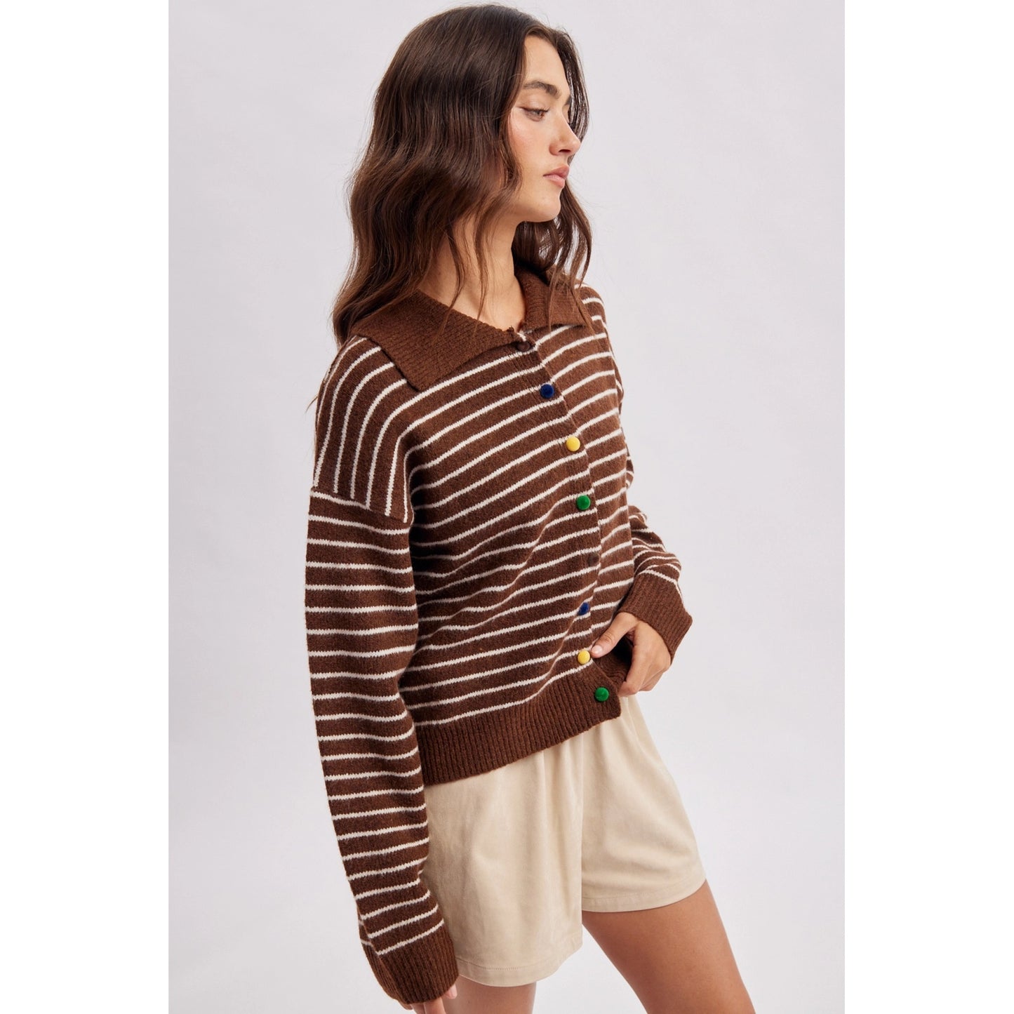 Striped Multicolor Button Cardigan