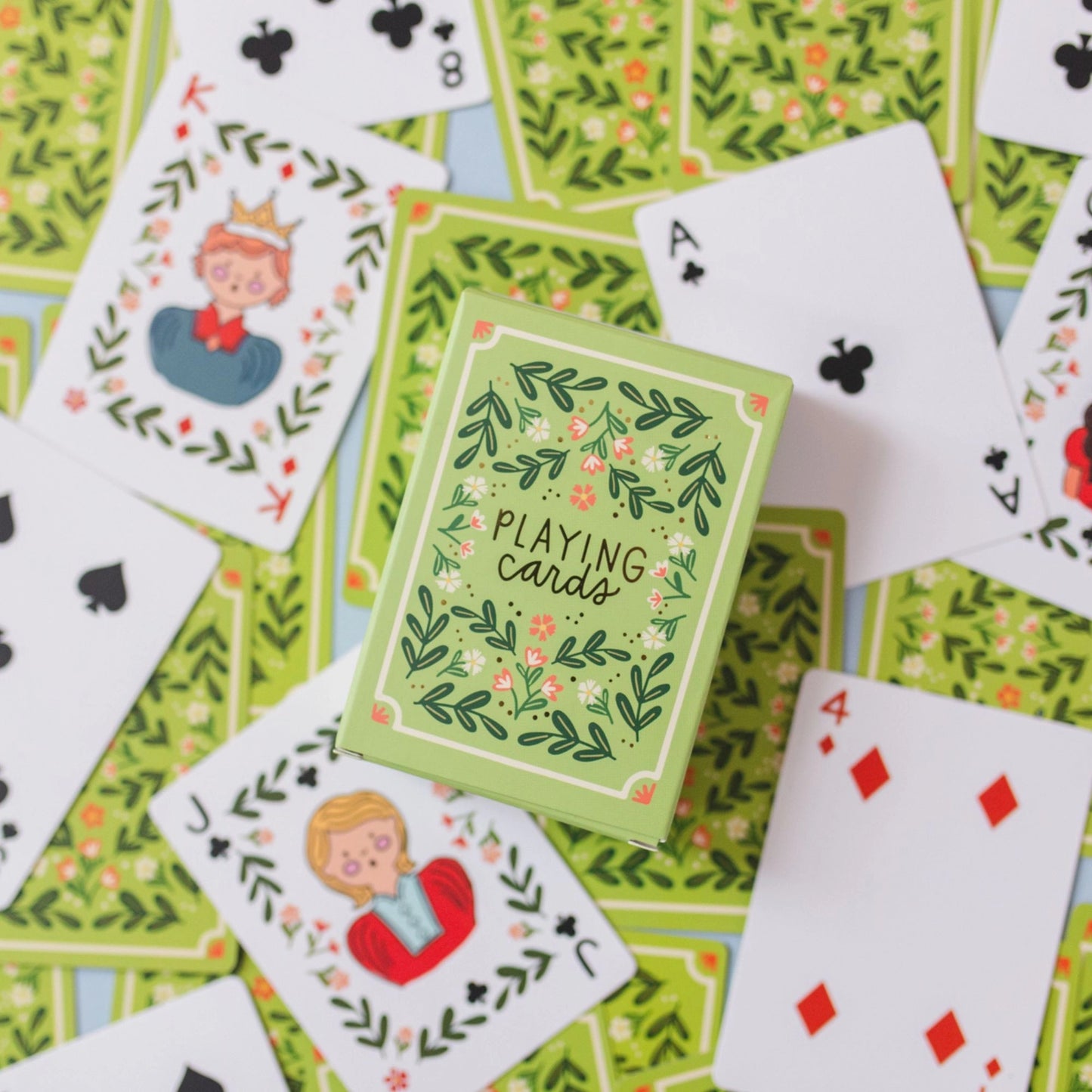 Green Floral Deck of Playing Cards