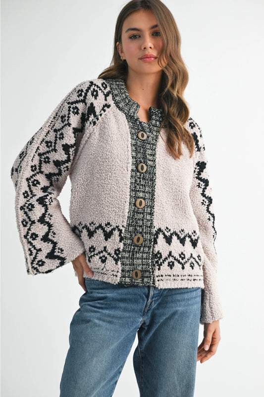 Boho Knit Button-Front Cardigan