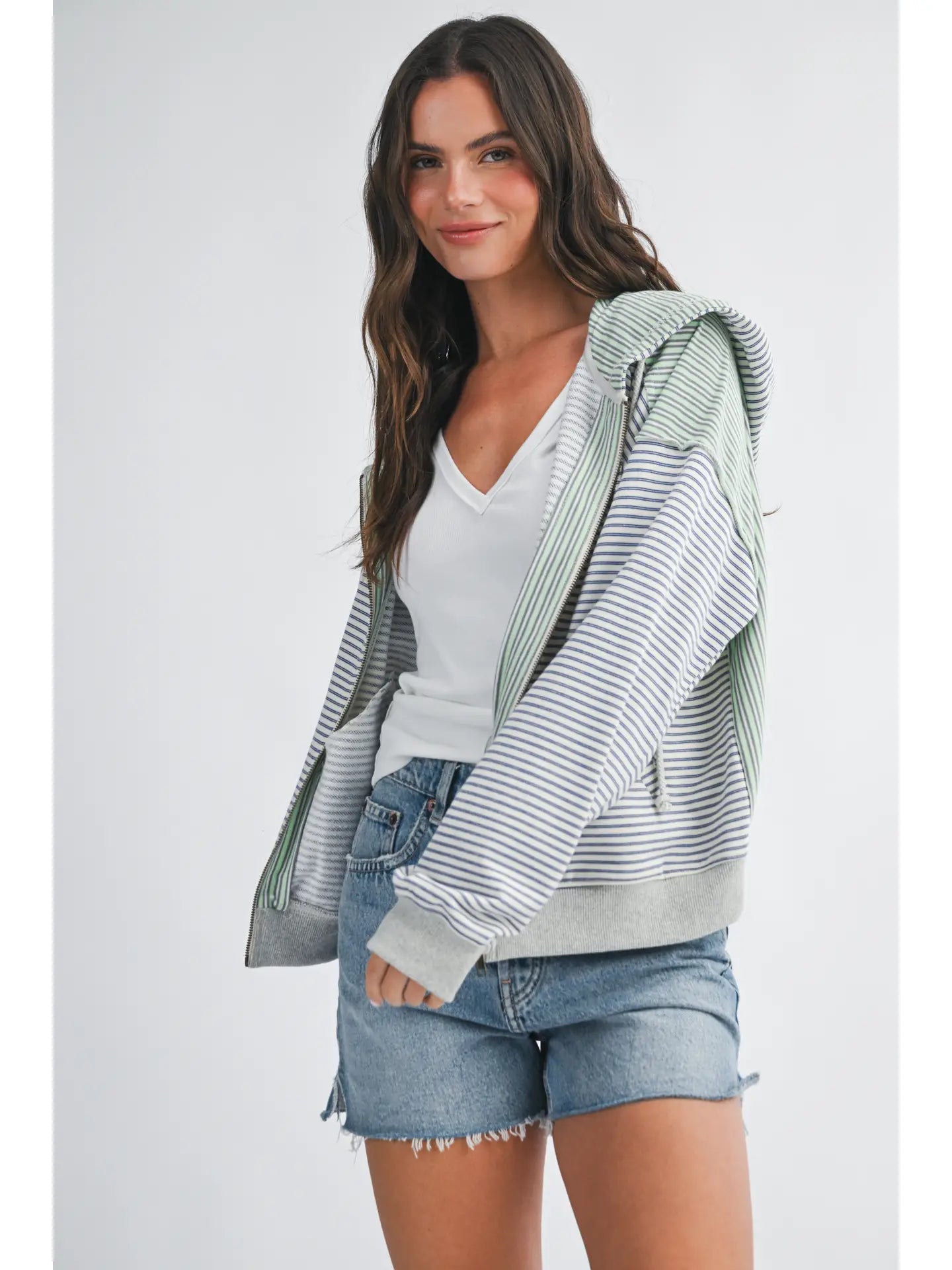 Striped Zip Hoodie