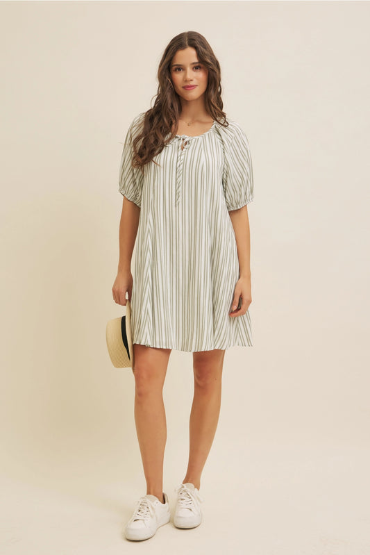 Textured Stripe Flare Mini Dress